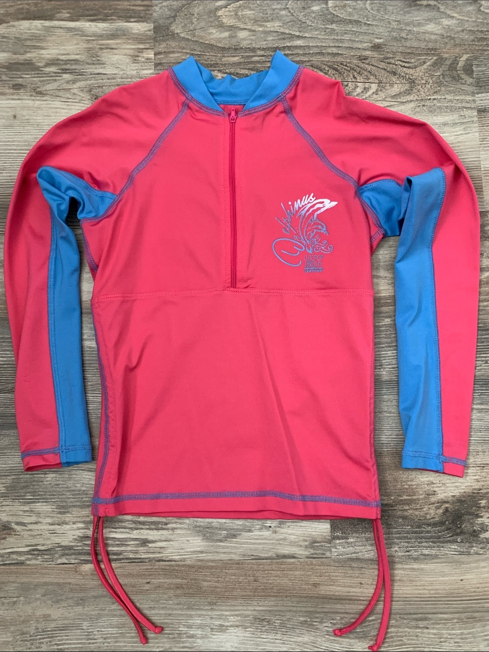 Kids Long Sleeve Rash Guard Swim Top - Pink & Blue